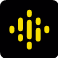 A black square icon featuring a pattern of six vertical yellow bars of varying lengths arranged to resemble a stylized equalizer or sound wave, perfect for those looking to learn how to negotiate with clarity and confidence.